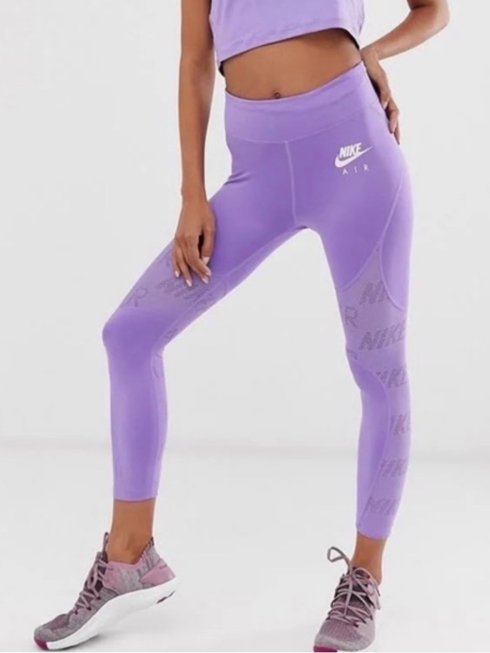 Rare! Nike Air Dri-Fit 7/8 Length Running Leggings With Mesh Cut Outs